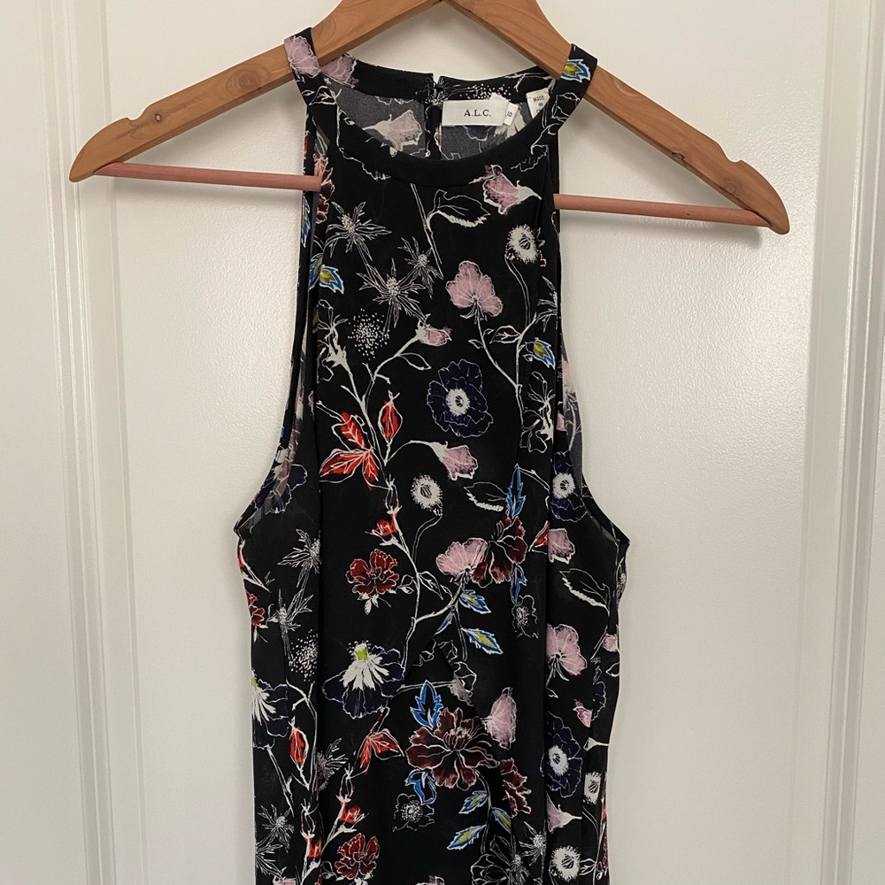 A.L.C. Silk Iggy Tank Black Floral Size 10
